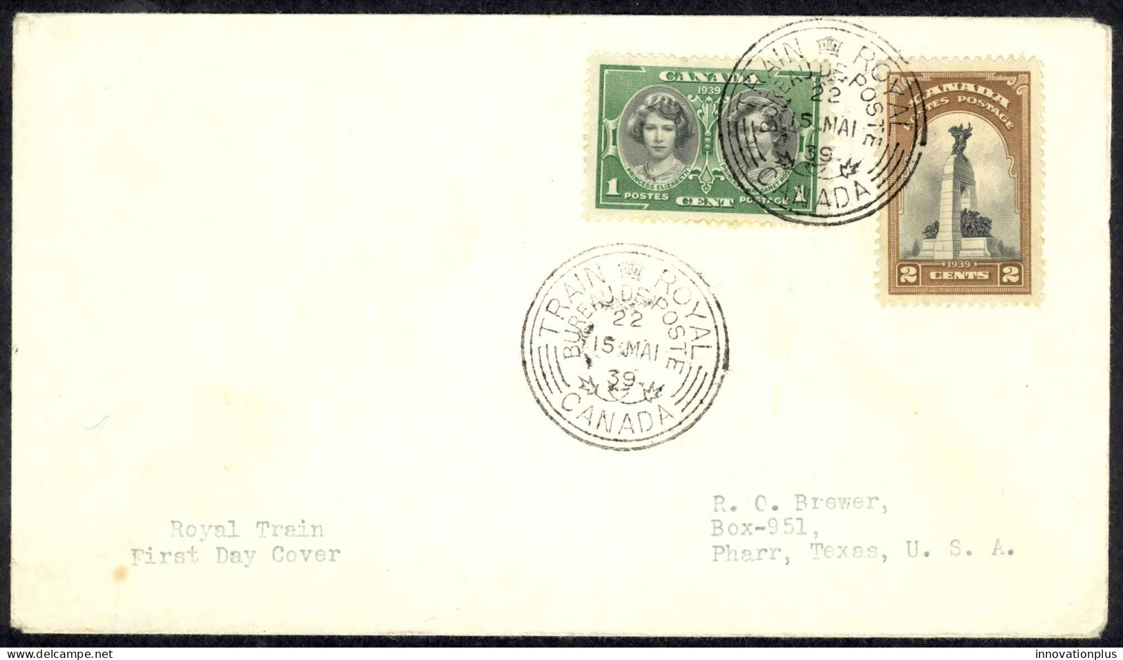 Canada Sc# 246-247 (no Cachet) Event Cover (a) Royal Train 1935 5.15 Royal Visit - Enveloppes Commémoratives