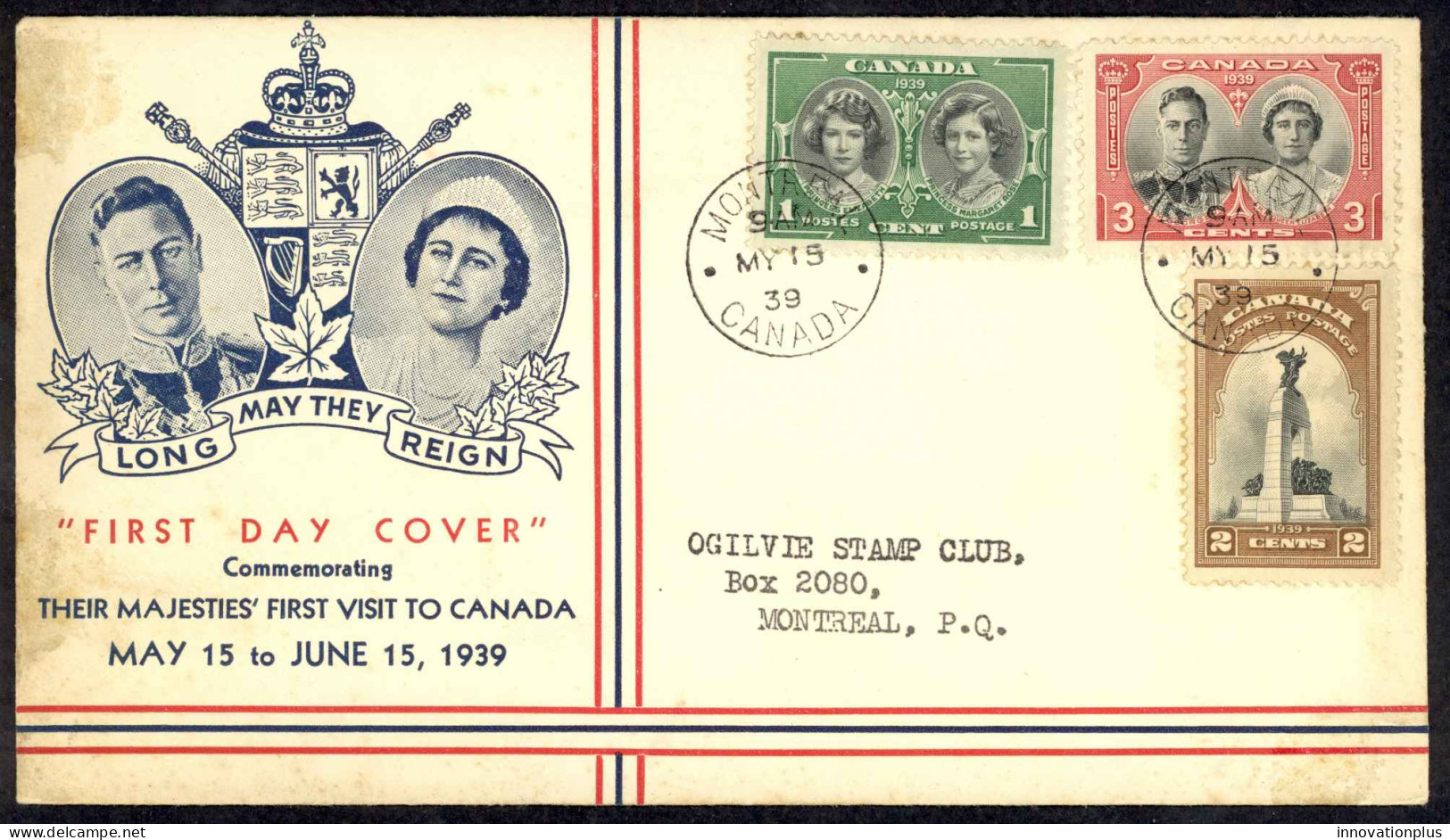 Canada Sc# 246-248 (cachet) Event Cover (o) 1935 5.15 Royal Visit - Gedenkausgaben