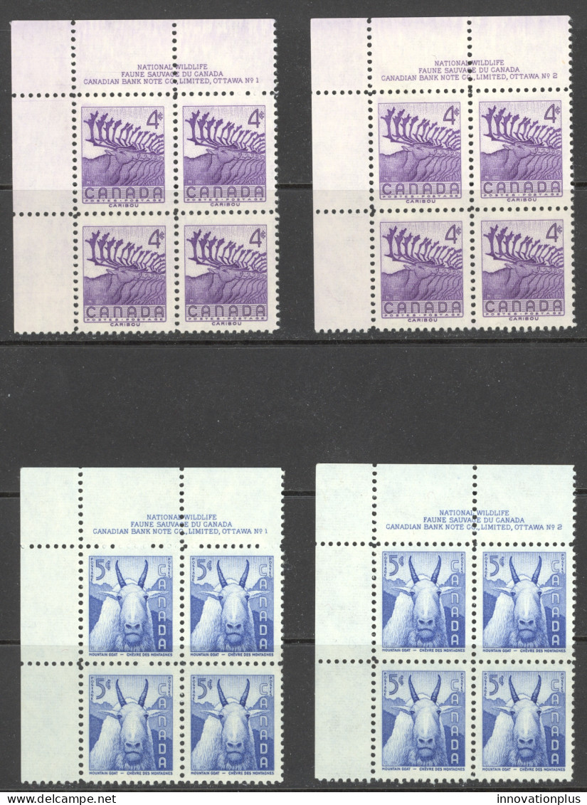 Canada Sc# 360-361 MNH PB UL (lot/4 Plates 1 & 2) 1956 Wildlife - Ongebruikt