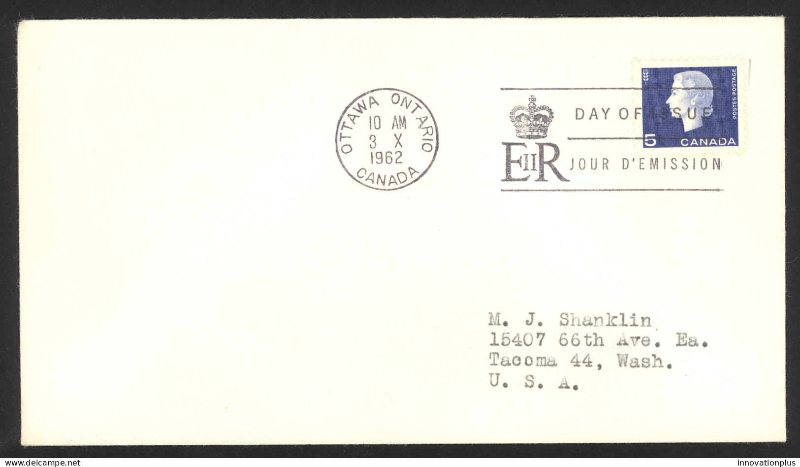 Canada Sc# 405 (no Cachet) FDC Single (c) 1963 10.3 Queen Elizabeth Definitive - 1961-1970