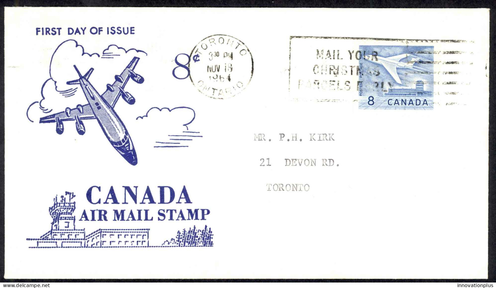 Canada Sc# 436 (cachet) FDC (b) 1964 11.18 Jet Definitive - 1961-1970