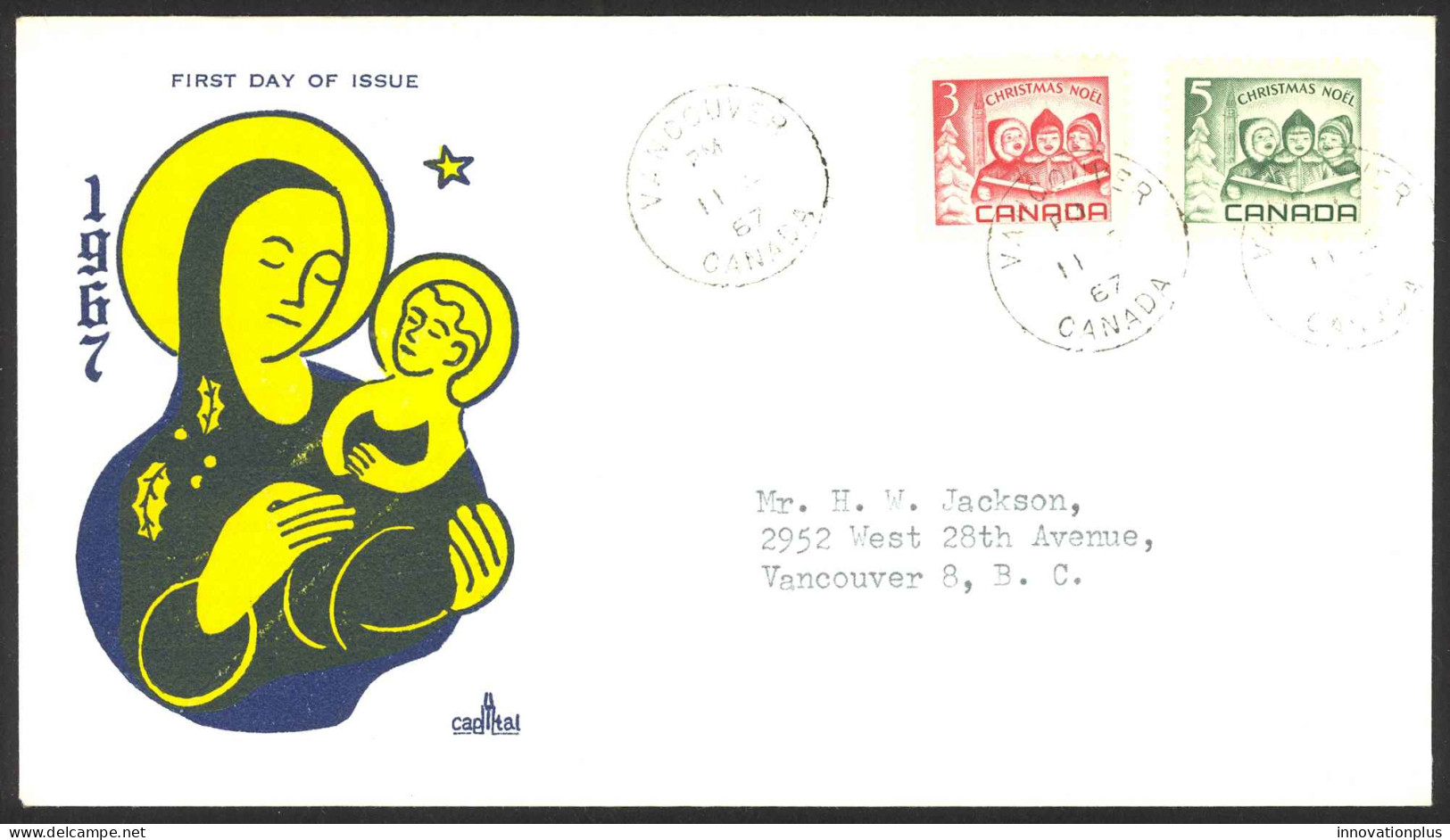 Canada Sc# 476-477 (Rose Craft Cachet) FDC Combination (f) 1967 10.11 Christmas - 1961-1970