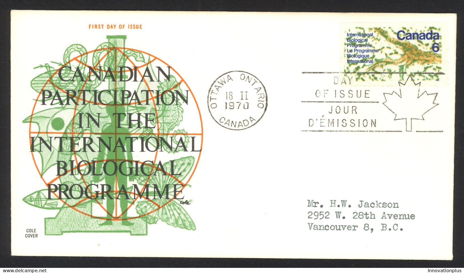 Canada Sc# 507 (Cole Covers) FDC Single (b) 1970 2.18 UN Biological Programme - 1961-1970