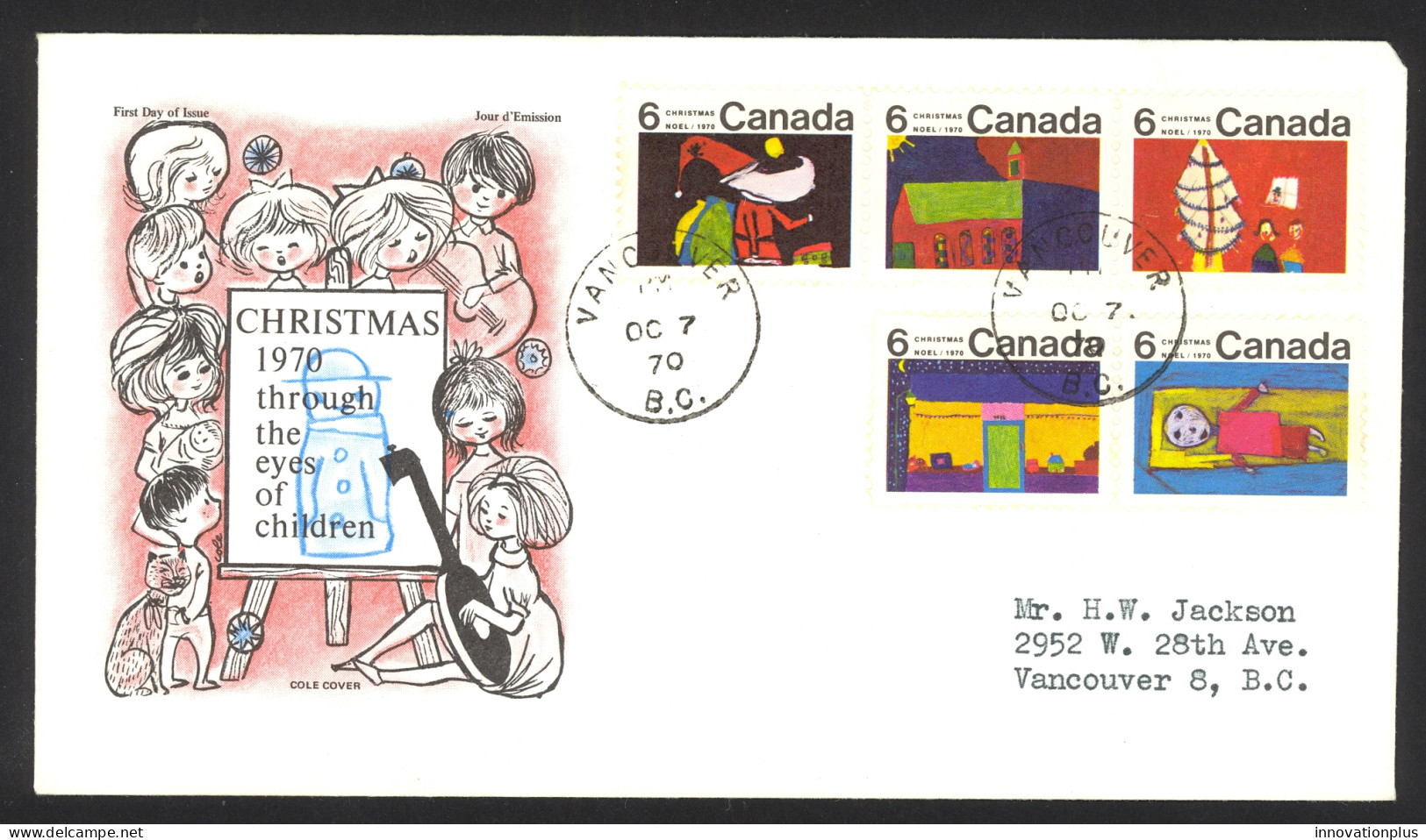 Canada Sc# 528a (Cole Covers) FDC Strip/5 (b) 1970 10.7 Christmas - 1961-1970