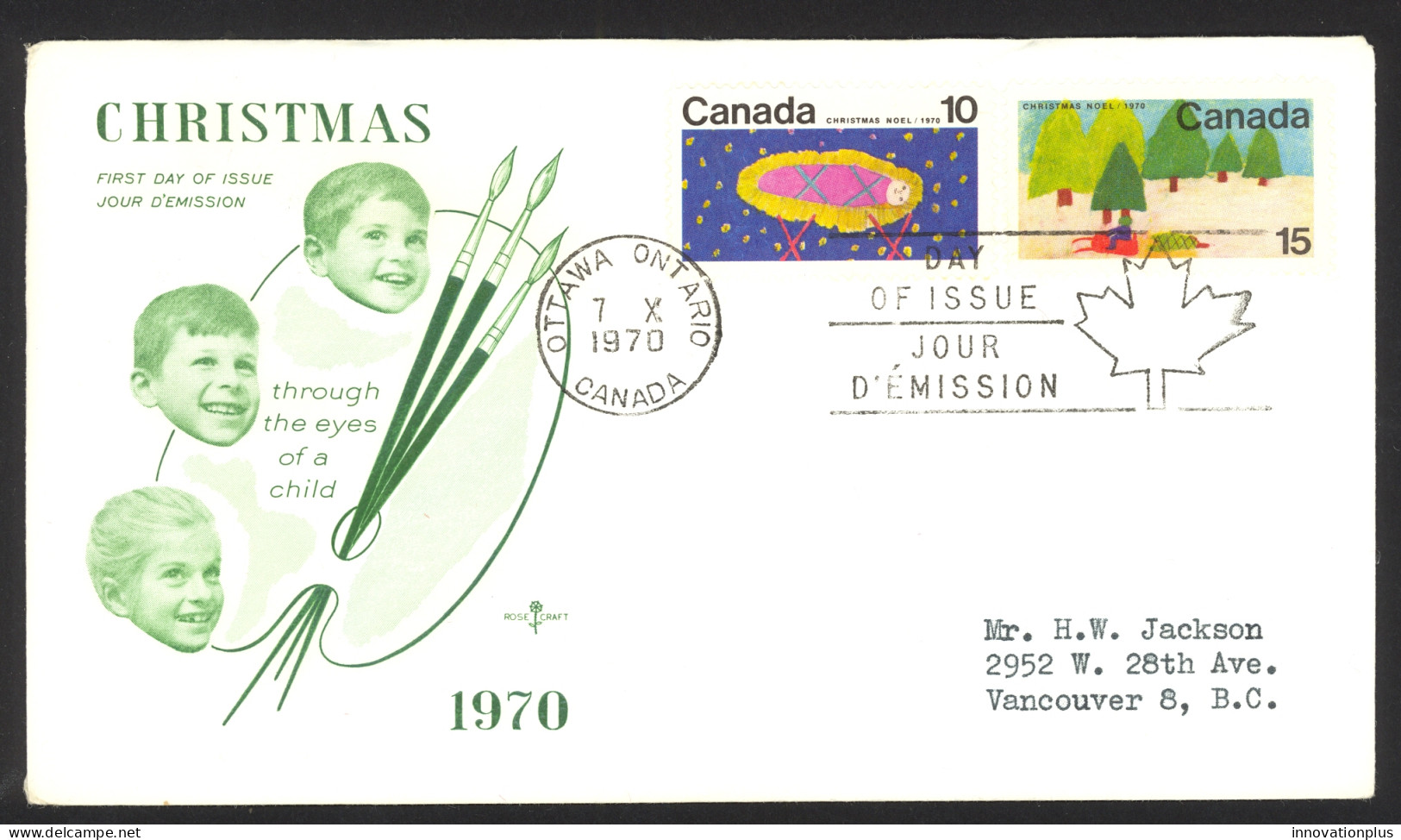 Canada Sc# 529-530 Ottawa (Rose Craft) FDC Combination (b) 1970 10.7 Christmas - 1961-1970