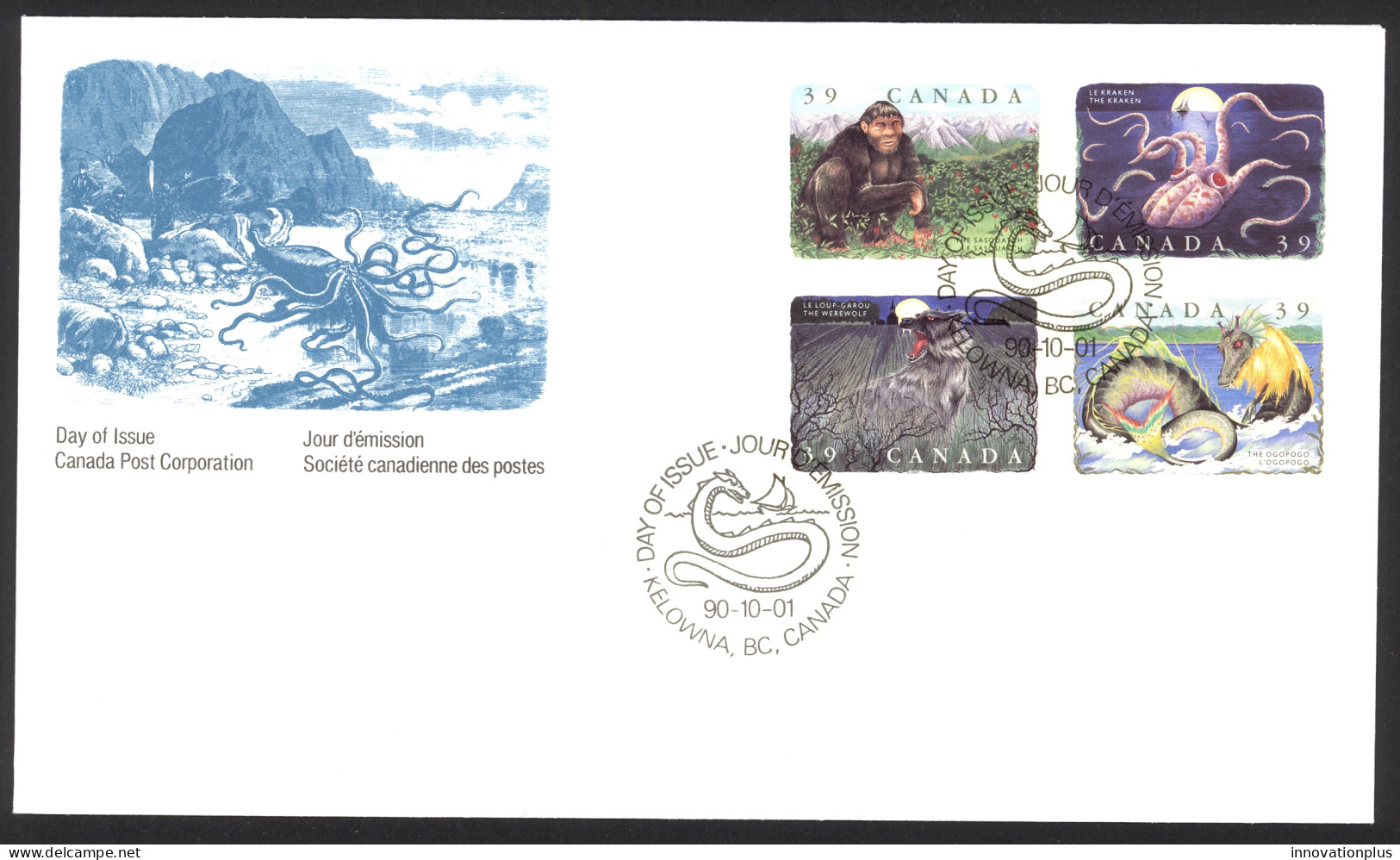 Canada Sc# 1289-1292 (McDonald's Printing) FDC 1990 10.01 Folklore - 1 - 1981-1990