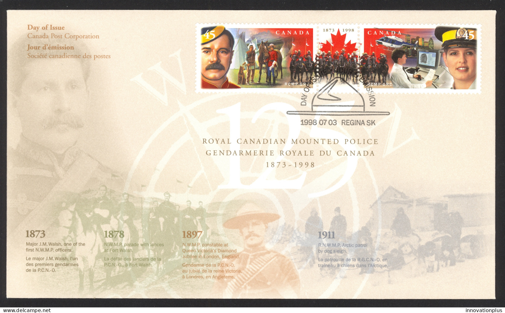 Canada Sc# 1736-1737 FDC Combination 1998 07.03 RCMP 125th Anniversary - 1991-2000