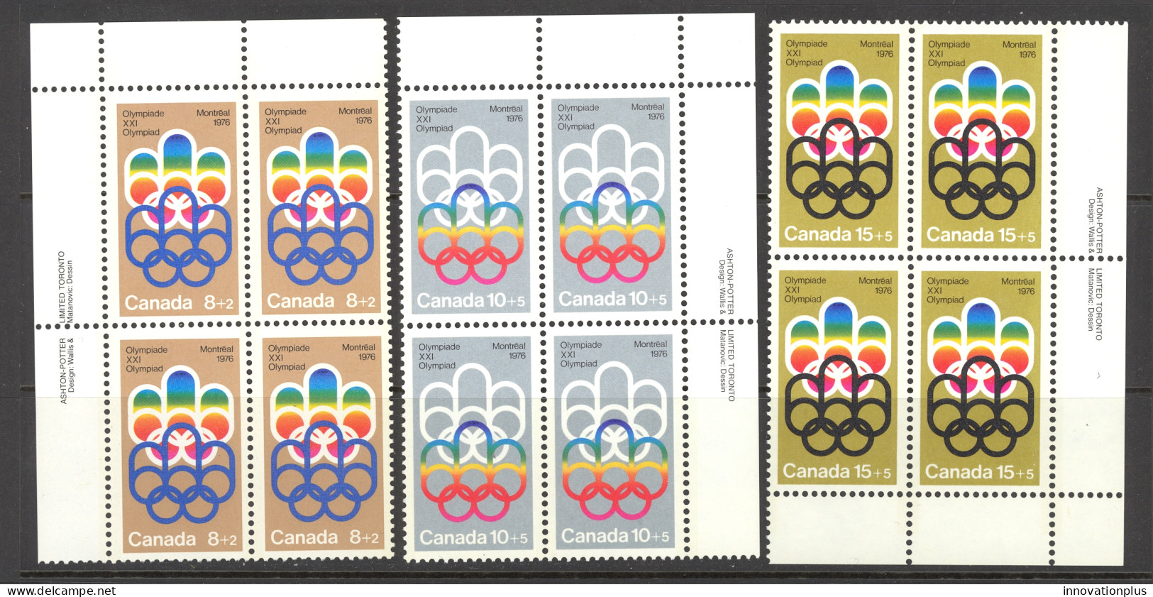 Canada Sc# B1-B3 MNH PB (b) Set/3 1974 8+2c-15+5c Olympic Symbols - Neufs