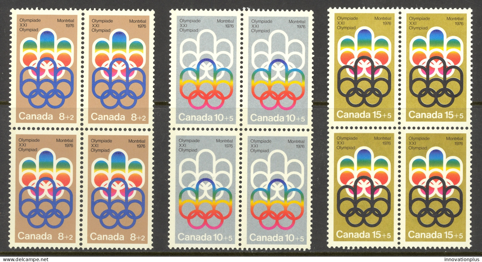 Canada Sc# B1-B3 MNH Block/4 Set/3 1974 8+2c-15+5c Olympic Symbols - Ongebruikt