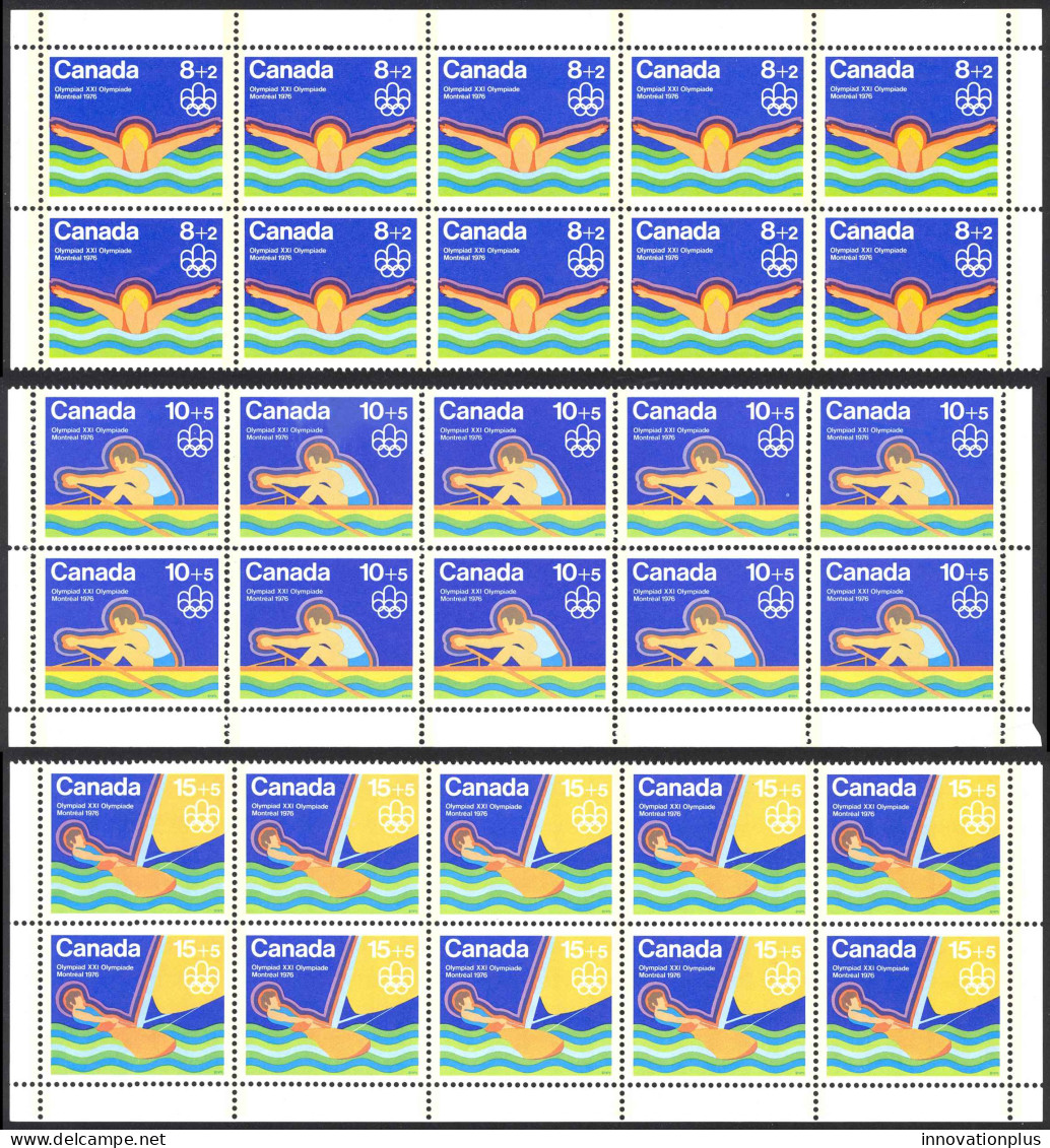 Canada Sc# B4-B6 MNH Strips/10 Set/3 1975 8+2c-15+5c Water Sports - Ungebraucht