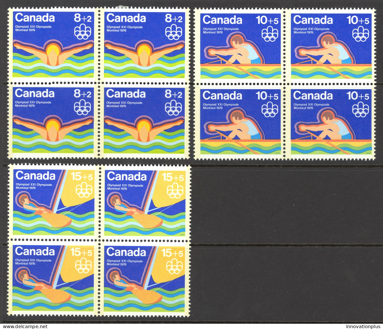 Canada Sc# B4-B6 MNH Block/4 Set/3 1975 8+2c-15+5c Water Sports - Nuevos