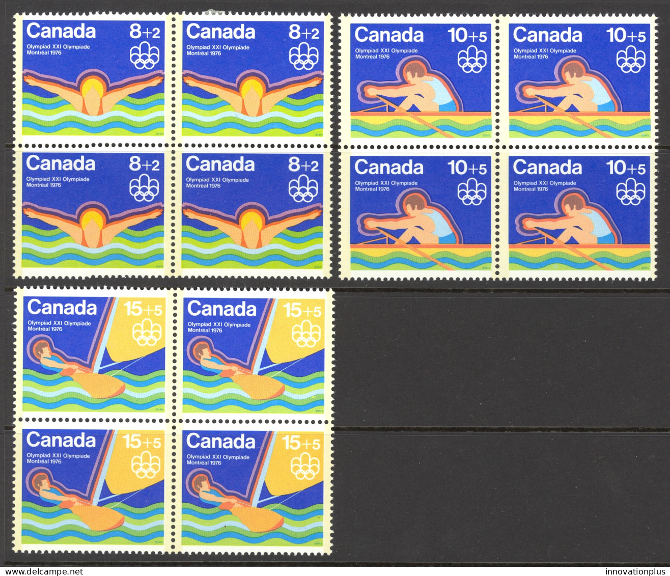 Canada Sc# B4-B6 MH Block/4 Set/3 1975 8+2c-15+5c Water Sports - Nuevos