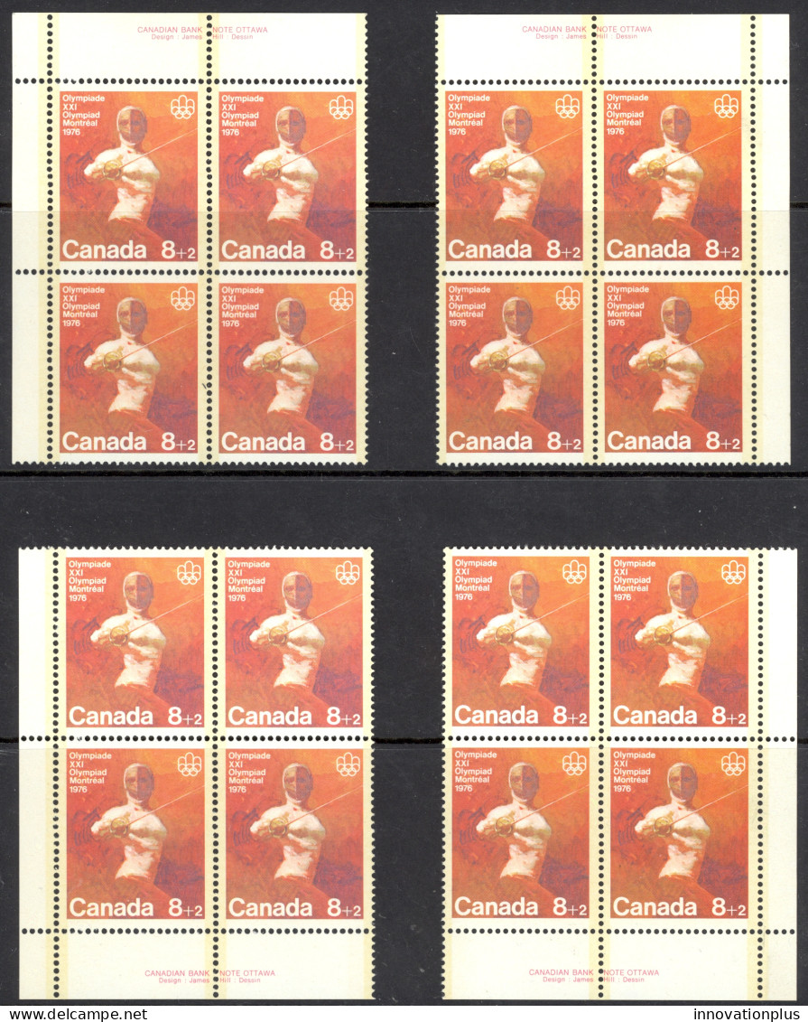 Canada Sc# B7 MNH PB Set/4 1975 8+2c Fencing - Neufs