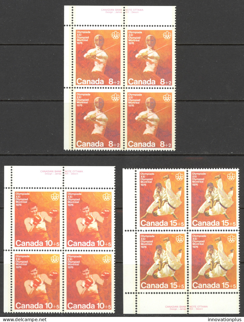 Canada Sc# B7-B9 MNH PB (a) Set/3 1975 8+2c-15+5c Combat Sports - Neufs