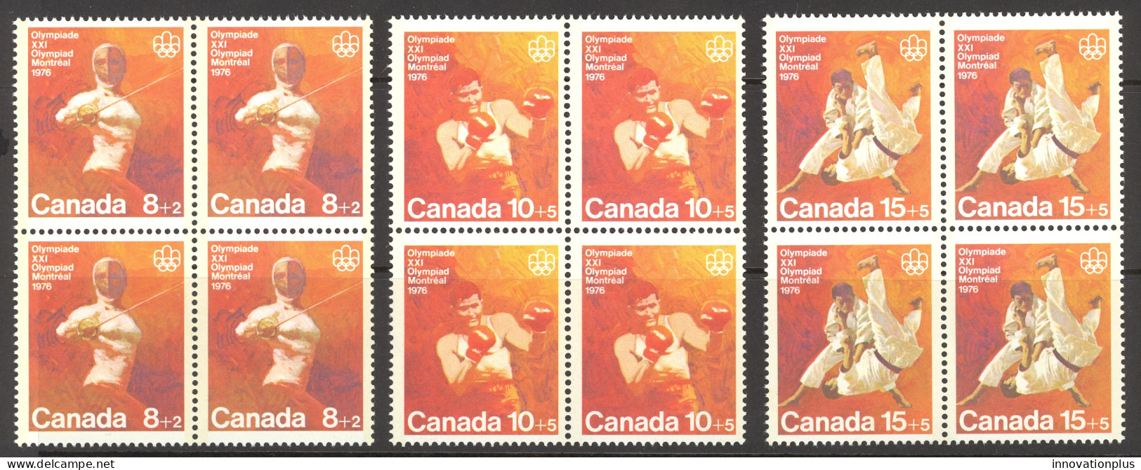 Canada Sc# B7-B9 MNH Block/4 Set/3 1975 8+2c-15+5c Combat Sports - Neufs