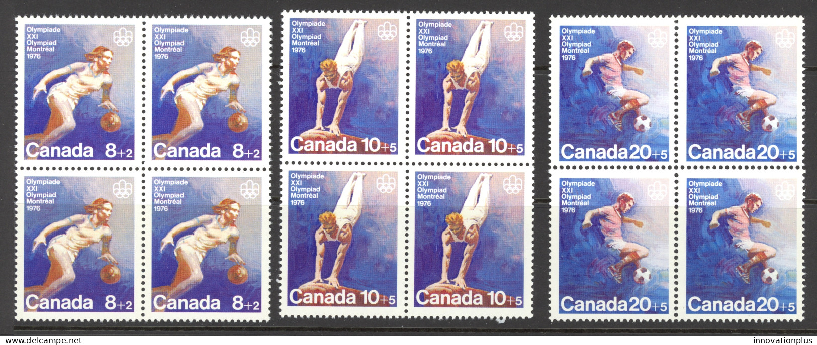 Canada Sc# B10-B12 MNH Block/4 Set/3 1976 8+2c-20+5c Team Sports - Unused Stamps