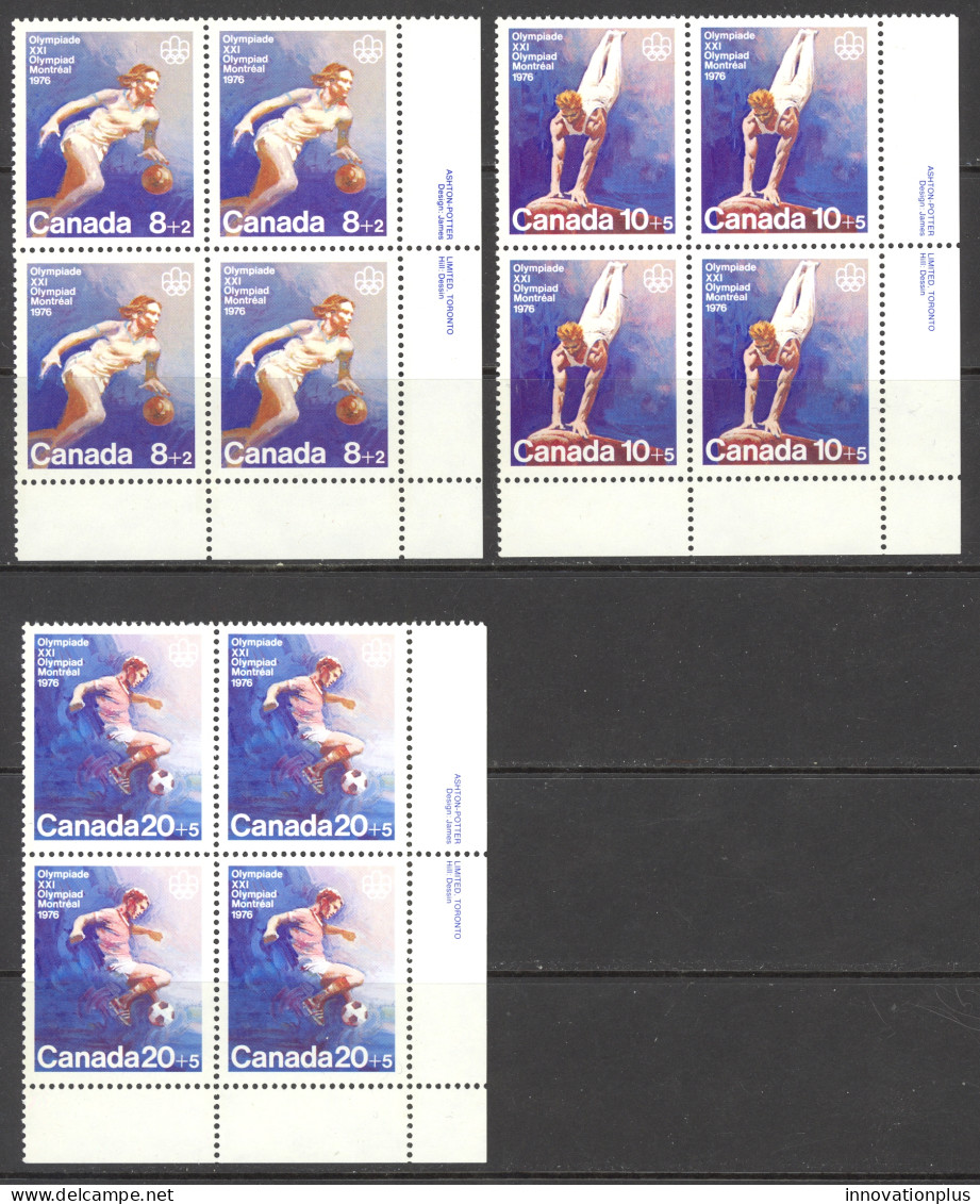 Canada Sc# B10-B12 MNH PB LR 1976 8+2c-20+5c Team Sports - Nuevos