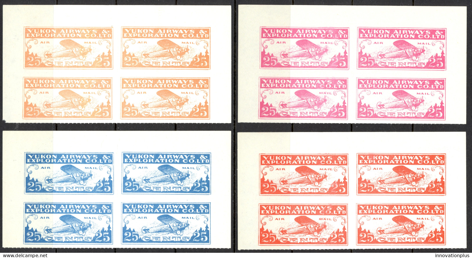 Canada Sc# CL42 (REPRINT) MNH Block/4 Set/4 1927 25c Yukon Airways & Exploration - Poste Aérienne