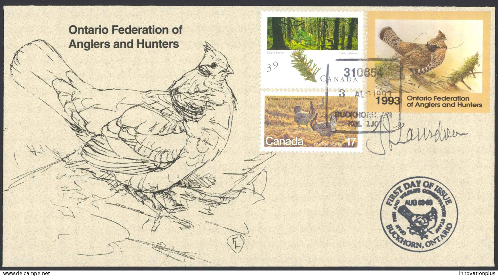 Canada Sc# OW1e J. Fenwick Lansdowne, Artist (SIGNED) FDC 1993 Ontario Fed. - Non Classificati