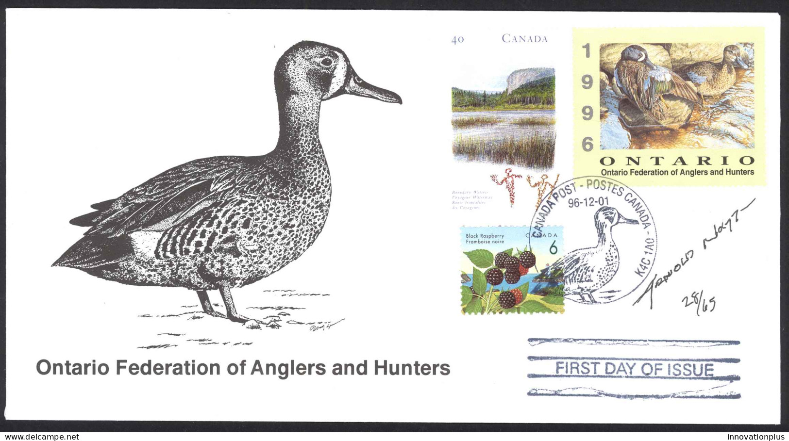 Canada Sc# OW4e Arnold Nogy, Artist (SIGNED) FDC 1996 Ontario Federation - Sin Clasificación