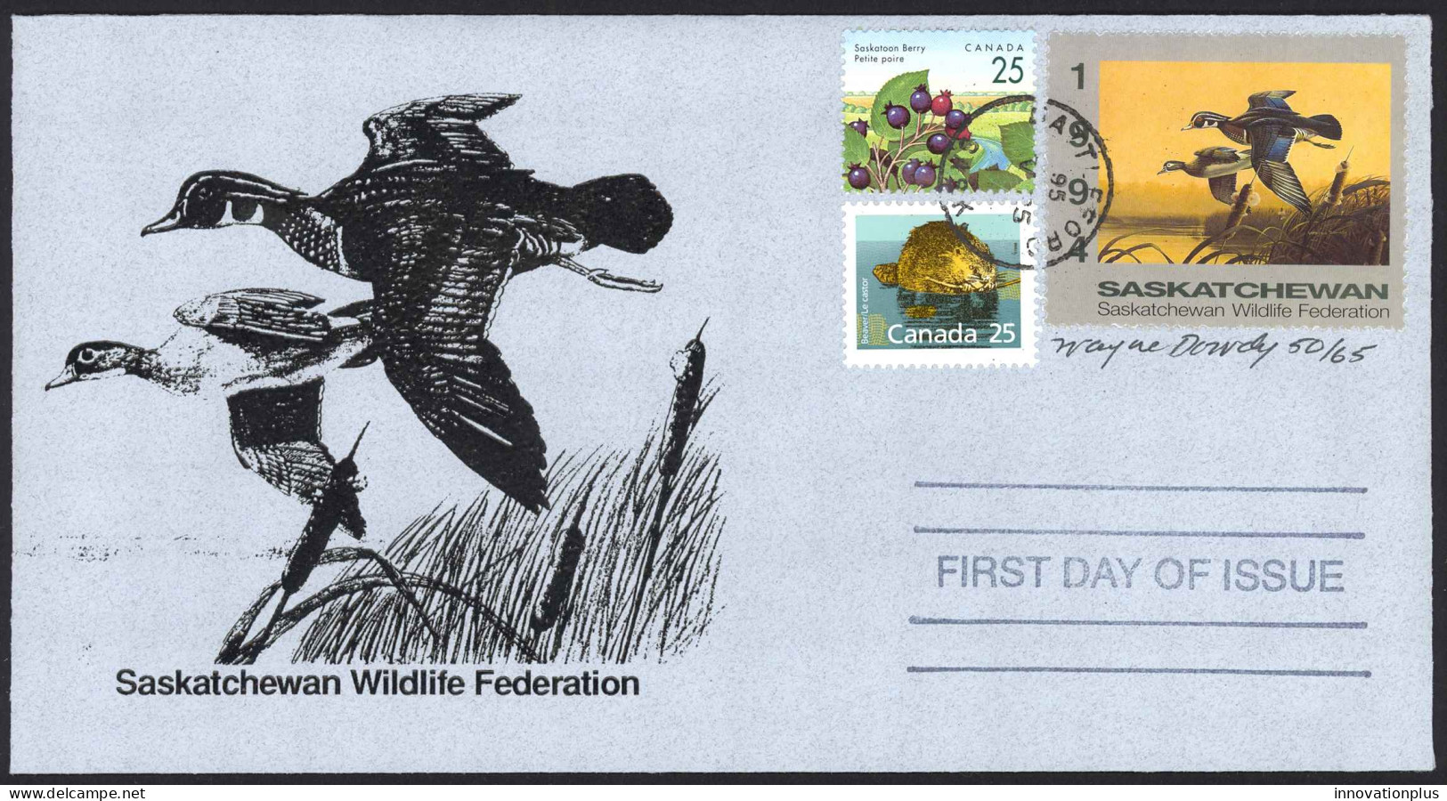 Canada Sc# SW5e Wayne Dowdy (SIGNED) FDC 1994 Saskatchewan Wildlife - Non Classés