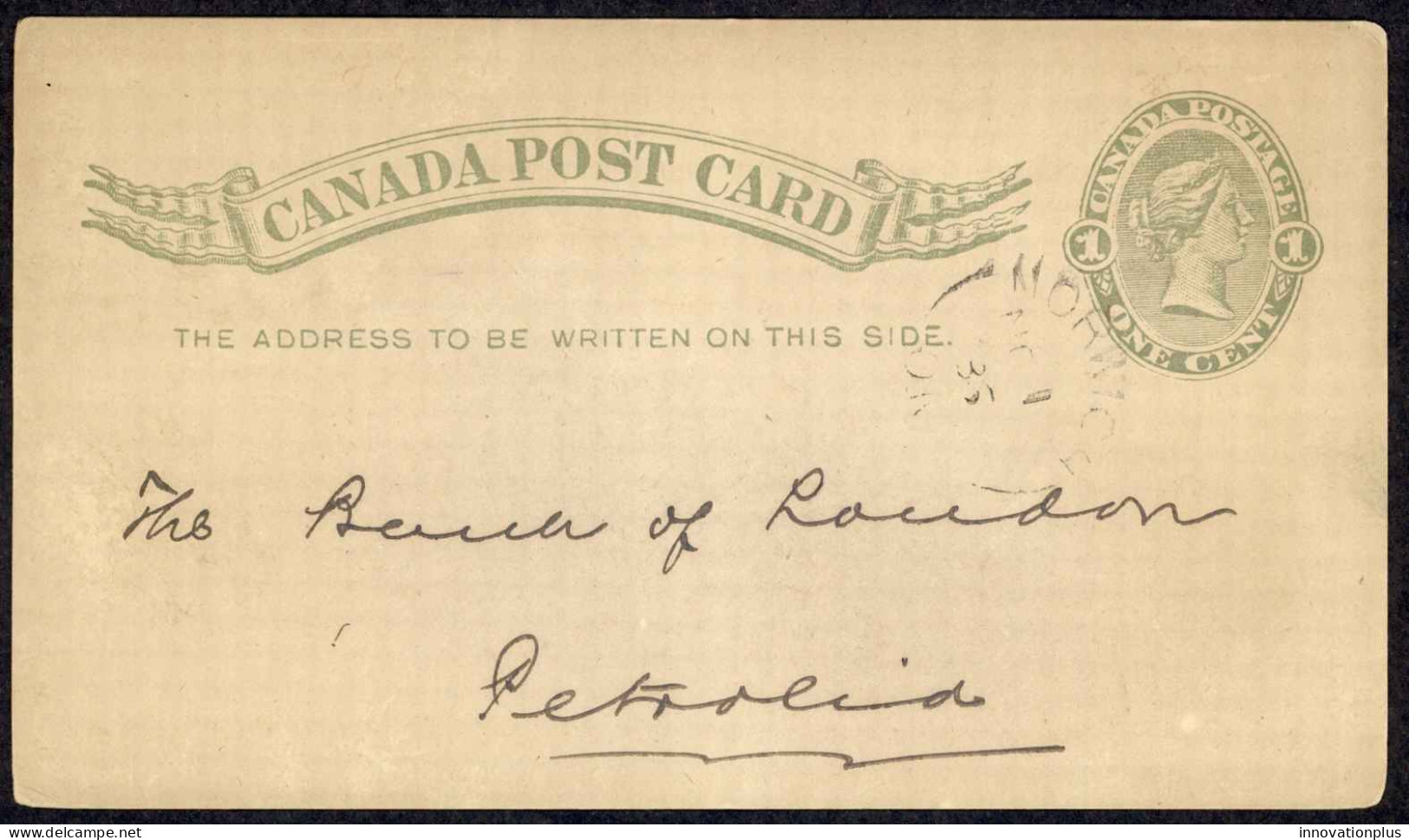 Canada Sc# UY6 Used 1882 1c Postal Reply Card - 1860-1899 Reinado De Victoria