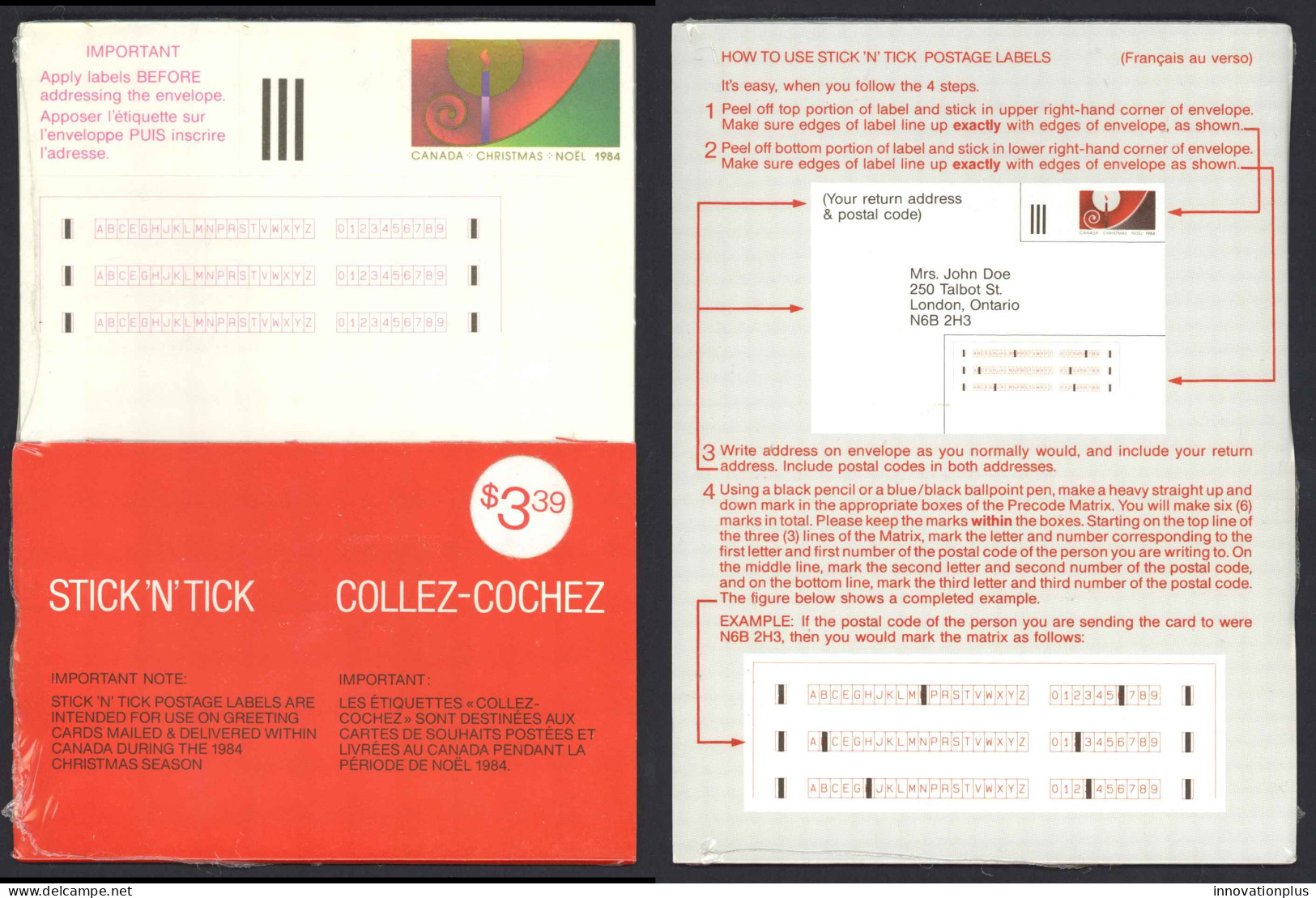 Canada Sc# 2-ST MNH Pack/10 (SEALED) 1984 32c Stick 'n Tic Experimental Label - Viñetas De Franqueo - Stic'n'Tic