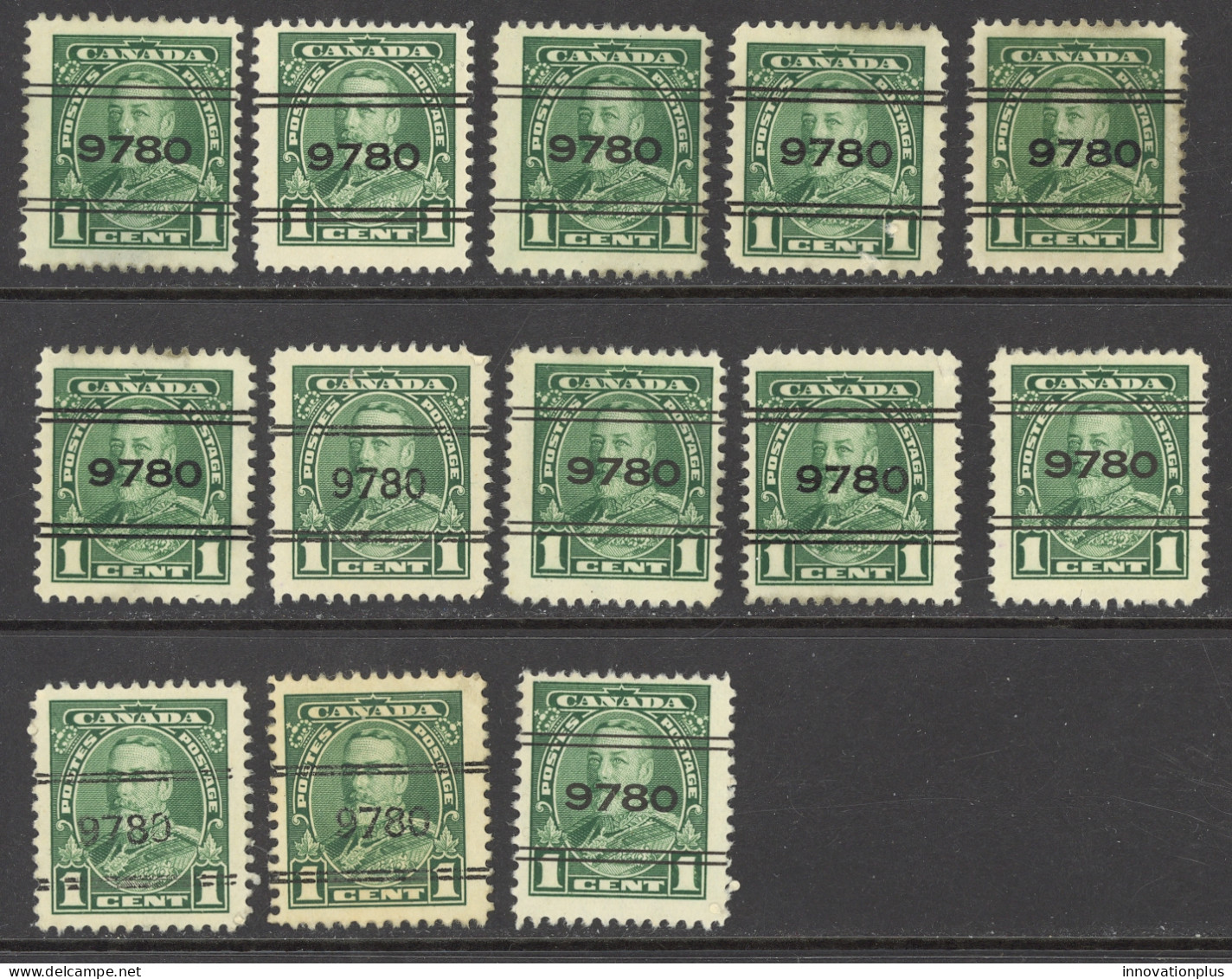 Canada Sc# 4-217 (Vancouver) Used Lot/13 1935 1c KGV - Prematasellado