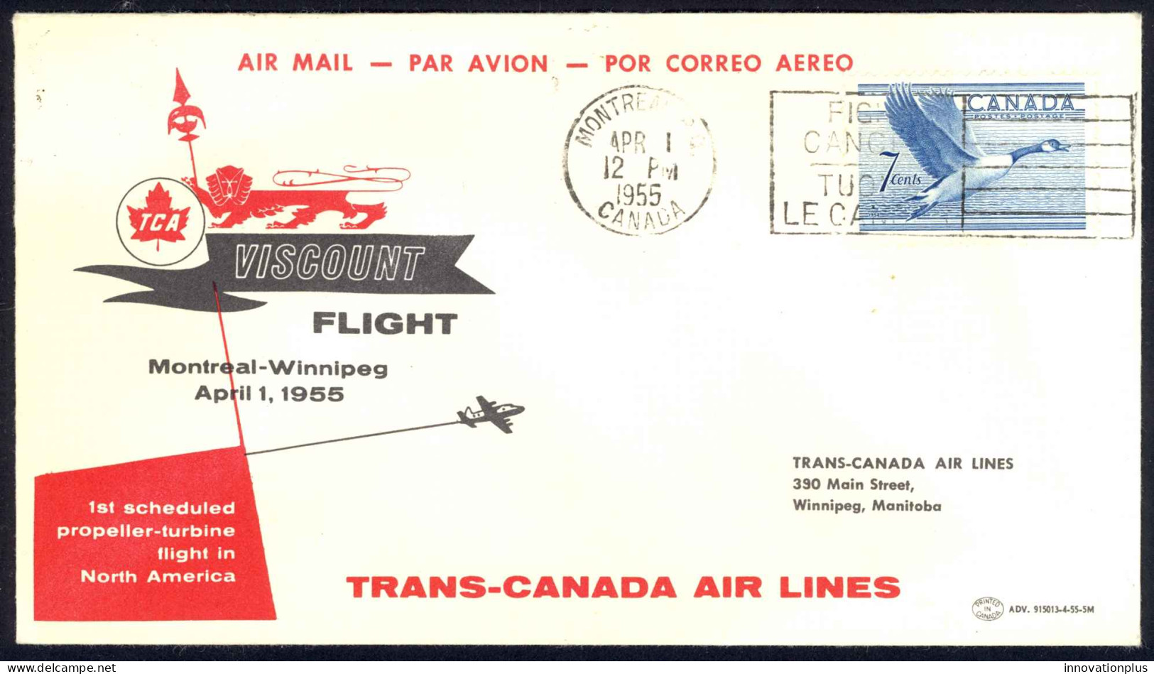 Canada Sc# C6 First Flight (Montreal>Winnipeg) 1939 3.1 Trans Canada Air Mail - Erst- U. Sonderflugbriefe