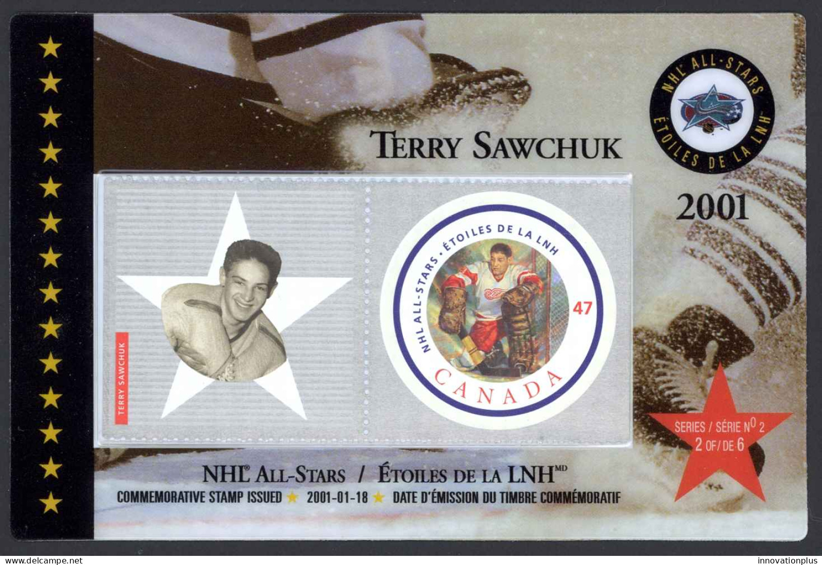 Canada Post Thematic Sc# 101d Mint (Terry Sawchuk) 2001 NHL All-Stars Set - Estuches Postales/ Merchandising