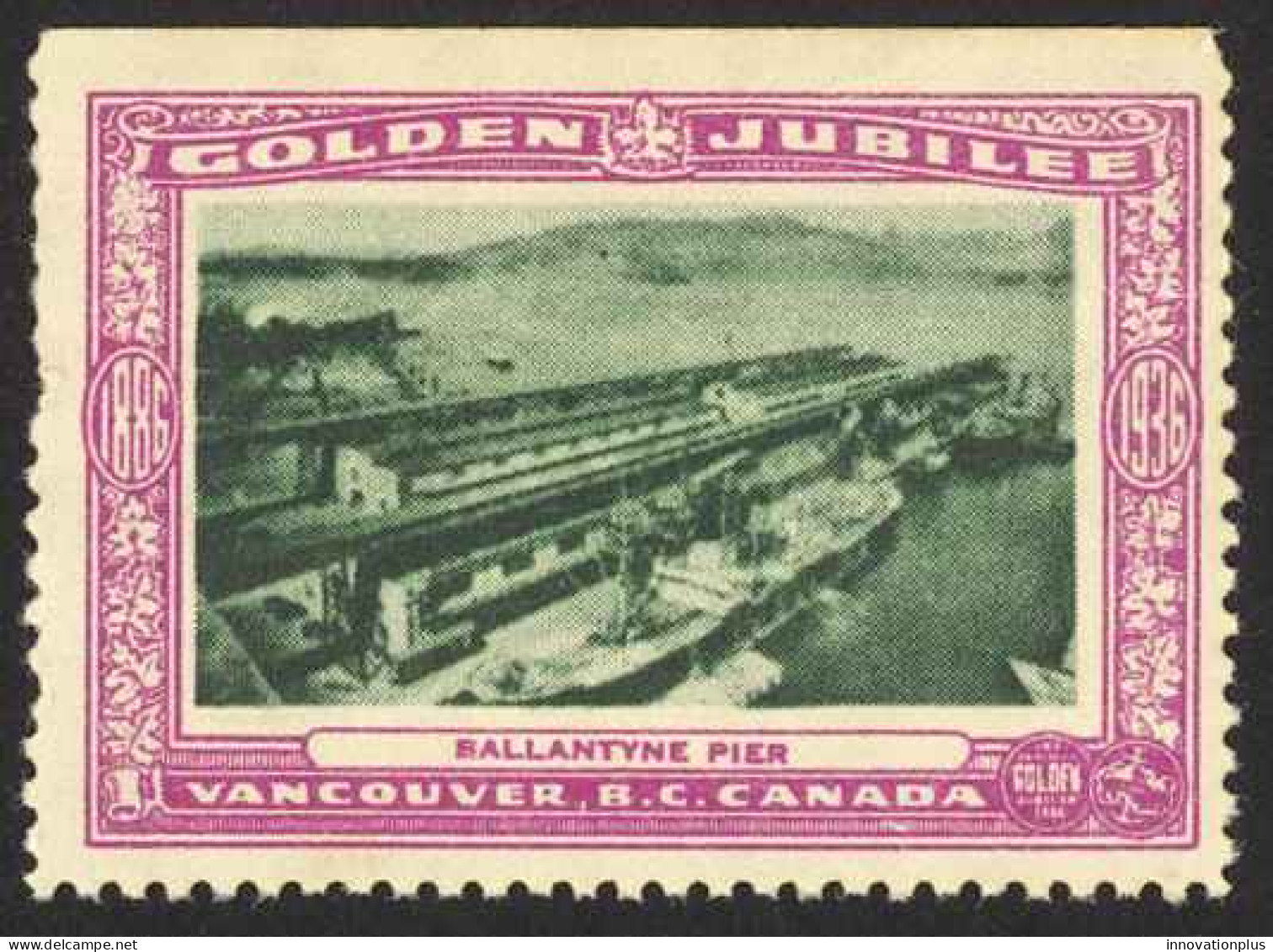 Canada Cinderella Cc0250.3 Mint (fold) 1936 Vanc. Gold Jubilee Ballantyne Pier L - Vignettes Locales Et Privées