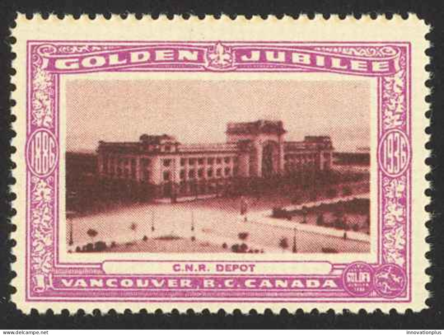 Canada Cinderella Cc0250.9 Mint 1936 Vancouver Golden Jubilee C.N.R. Depot - Vignettes Locales Et Privées