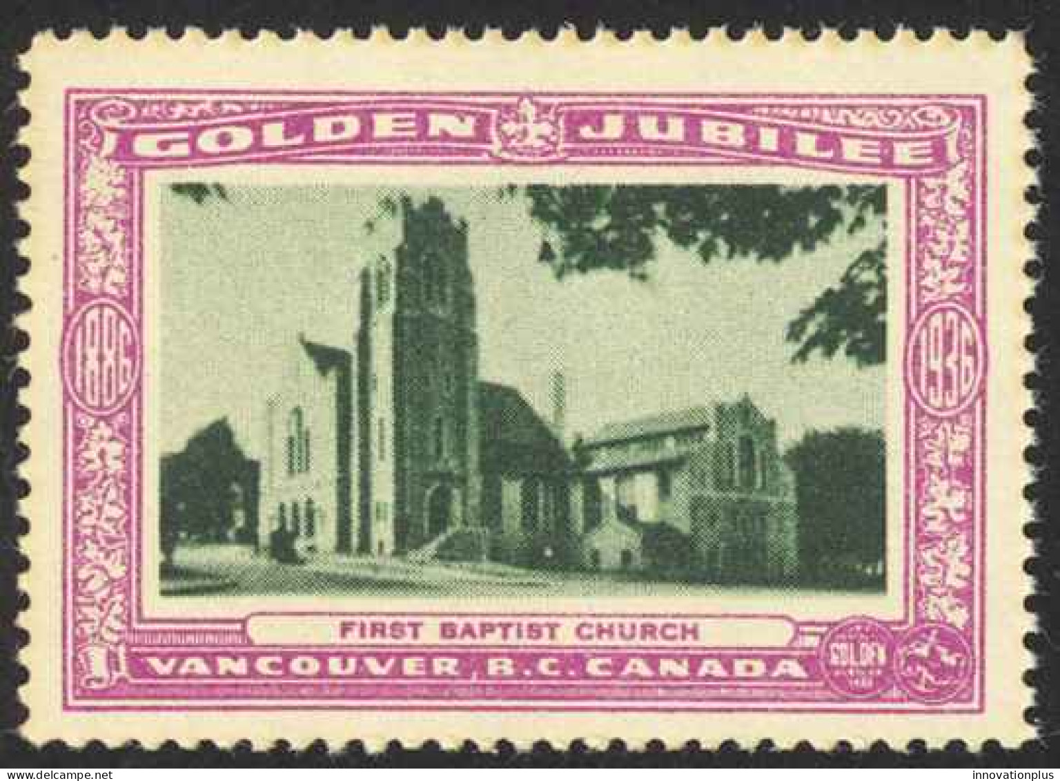 Canada Cinderella Cc0250.20 Mint 1936 Vanc. Gold Jubilee First Baptist Church - Vignette Locali E Private