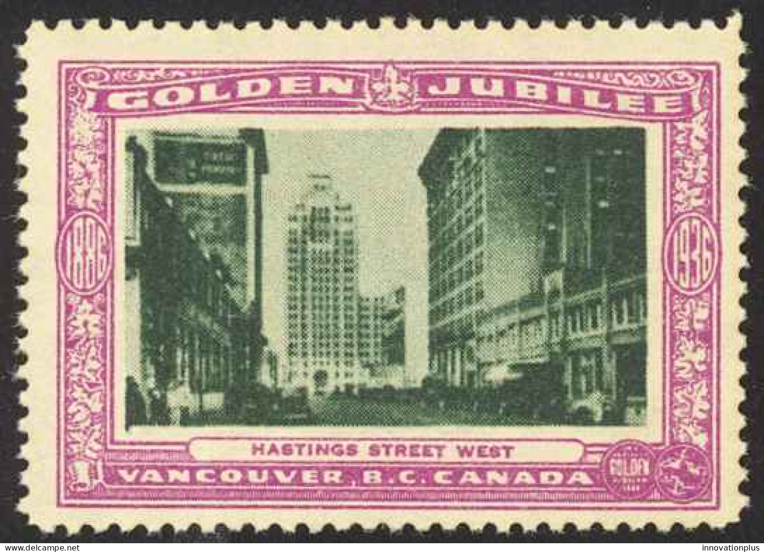 Canada Cinderella Cc0250.25 Mint 1936 Vanc. Gold Jubilee Hastings Street West - Werbemarken (Vignetten)