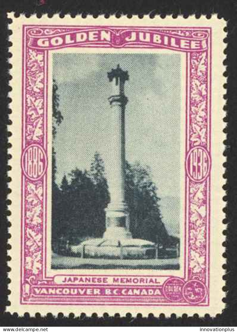 Canada Cinderella Cc0250.31 Mint 1936 Vancouver Golden Jubilee Japanese Memorial - Vignette Locali E Private