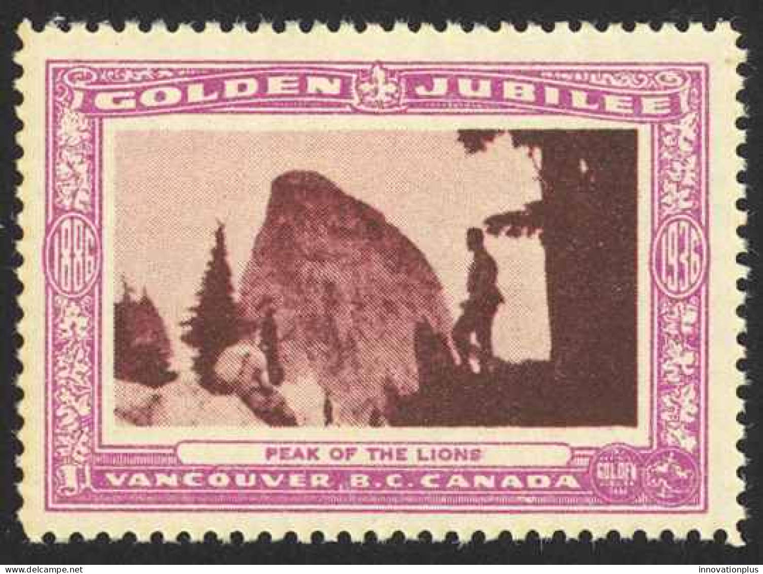 Canada Cinderella Cc0250.40 Mint 1936 Vancouver Golden Jubilee Peak Of The Lions - Local, Strike, Seals & Cinderellas