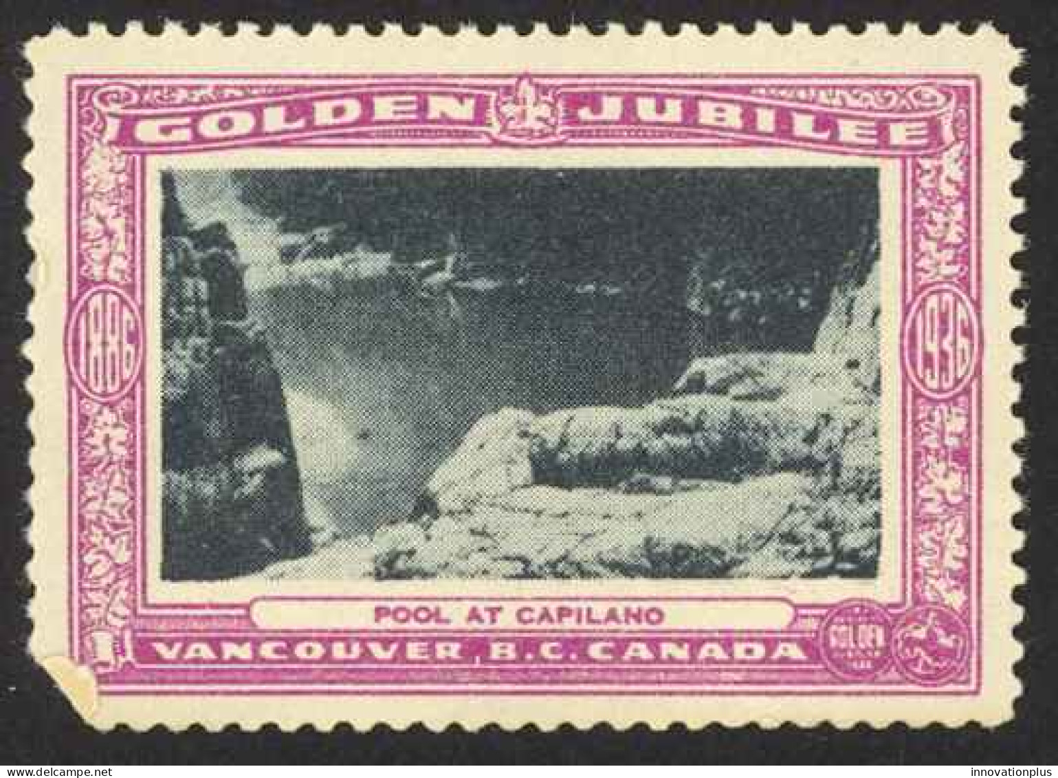 Canada Cinderella Cc0250.42 Mint (fold) 1936 Vanc. Gold Jubilee Capilano Pool - Local, Strike, Seals & Cinderellas