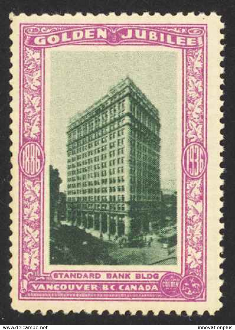 Canada Cinderella Cc0250.49 Mint 1936 Vancouver Golden Jubilee Standard Bank - Vignette Locali E Private