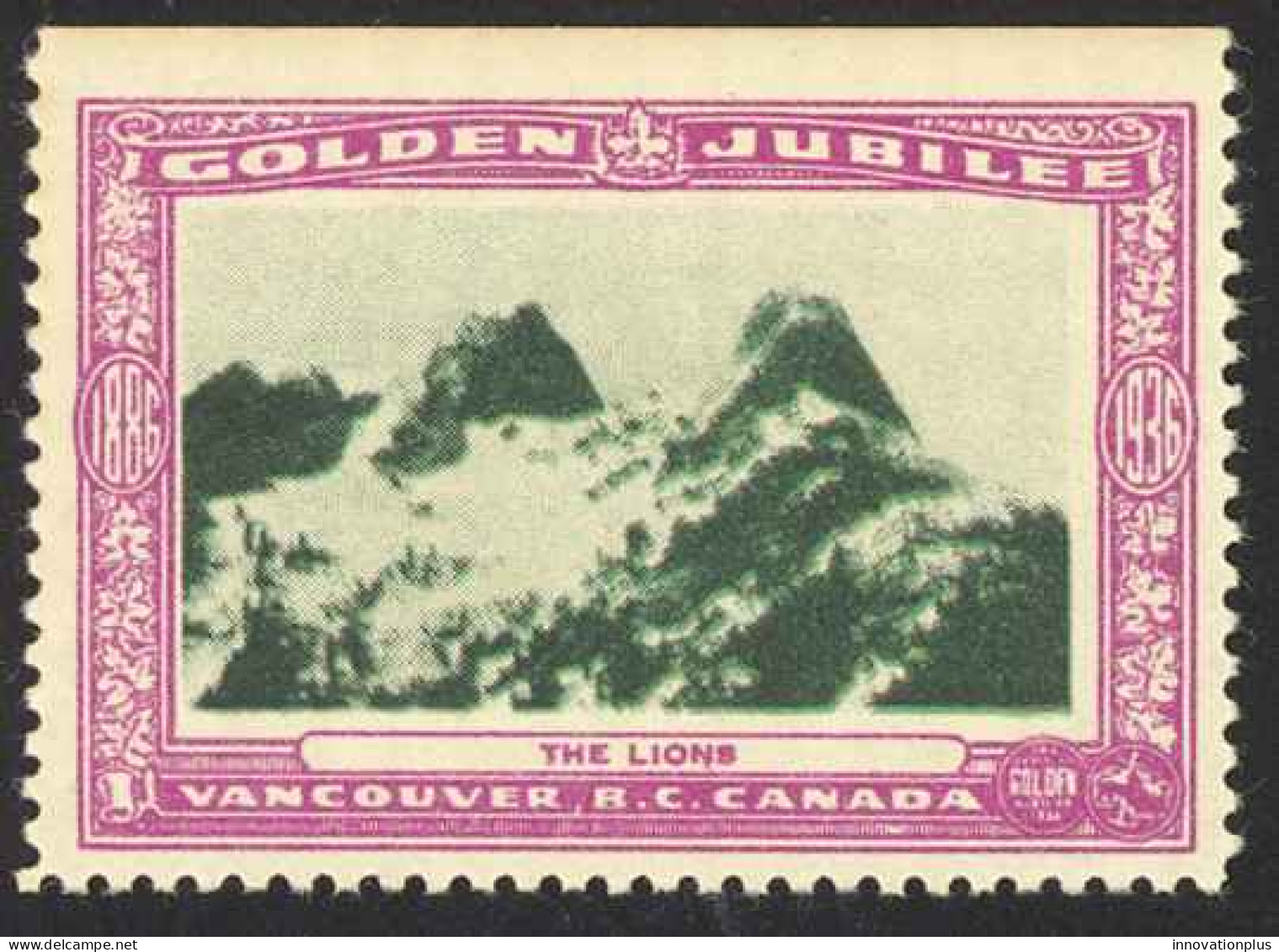 Canada Cinderella Cc0250.50 Mint 1936 Vancouver Golden Jubilee The Lions - Vignettes Locales Et Privées