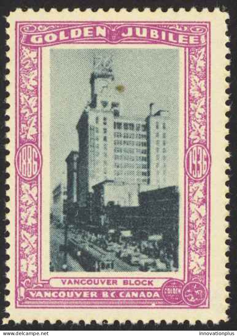 Canada Cinderella Cc0250.51 Mint 1936 Vancouver Golden Jubilee Vancouver Block - Vignettes Locales Et Privées