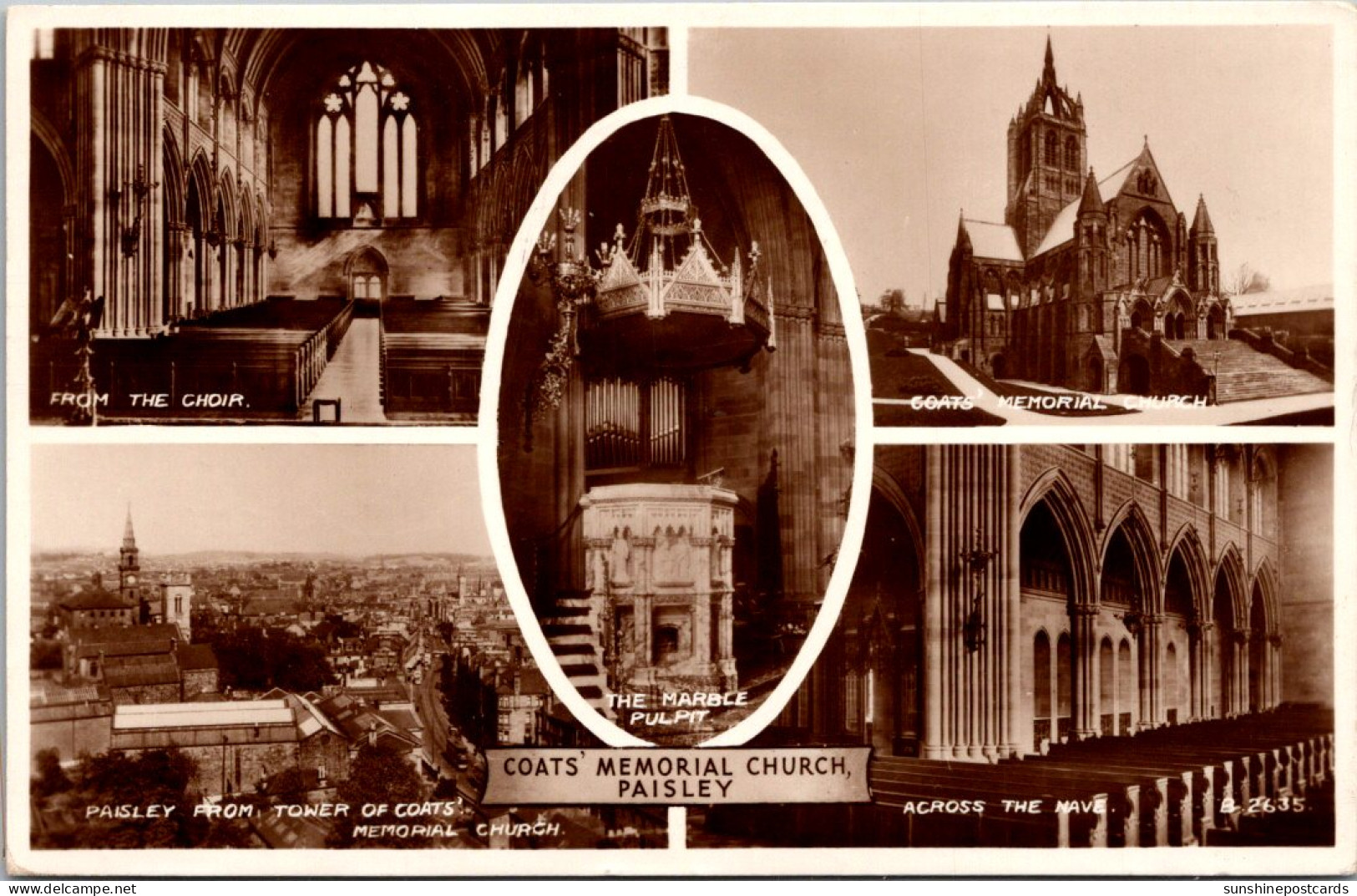 Scotland Paisley Coats Memorial Church Multi View 1959 Real Photo - Renfrewshire