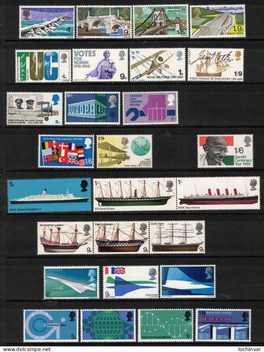 GREAT BRITAIN, 21 MNH SETS/SINGLES 1967-80 - Other & Unclassified