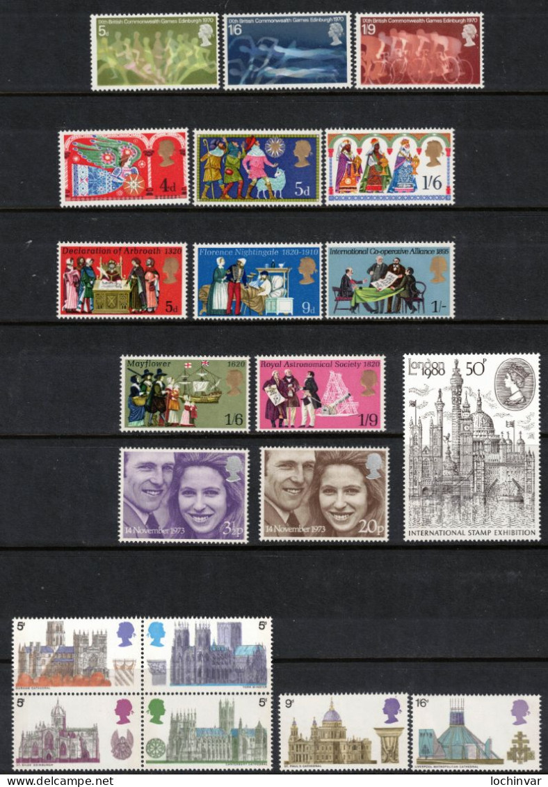 GREAT BRITAIN, 21 MNH SETS/SINGLES 1967-80 - Other & Unclassified