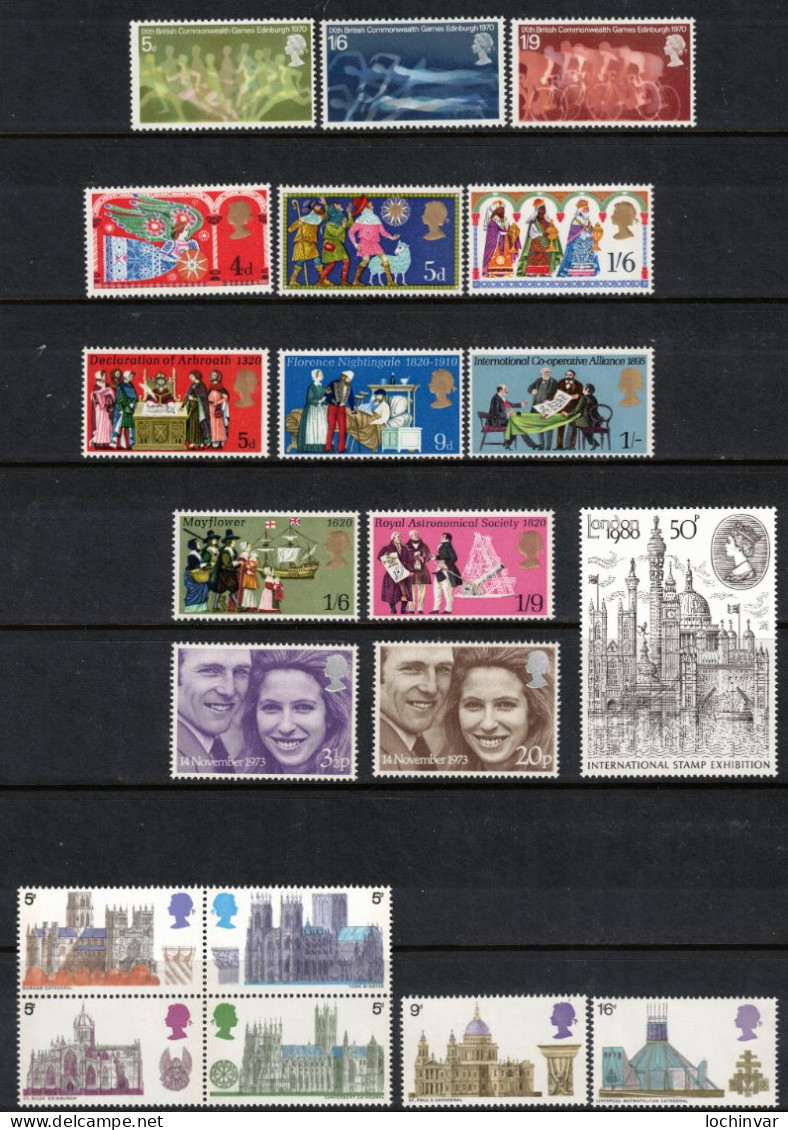 GREAT BRITAIN, 21 MNH SETS/SINGLES 1967-80 - Autres & Non Classés