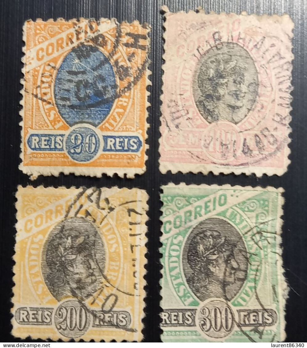 BRESIL 1894 - Sugarloaf Mountain And Liberty Head Lot 4 Timbres Oblitérés - Unused Stamps