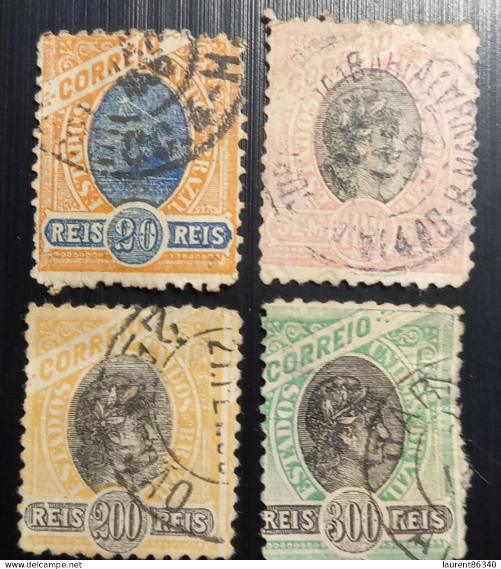 BRESIL 1894 - Sugarloaf Mountain And Liberty Head Lot 4 Timbres Oblitérés - Ungebraucht