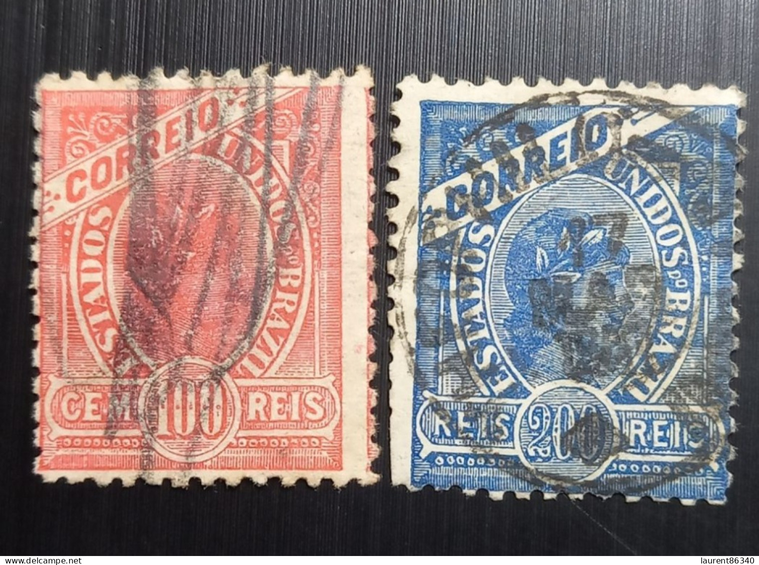 BRESIL 1900 Liberty Head ( Liberty Laurée) 100 & 200 R Oblitérés - Used Stamps