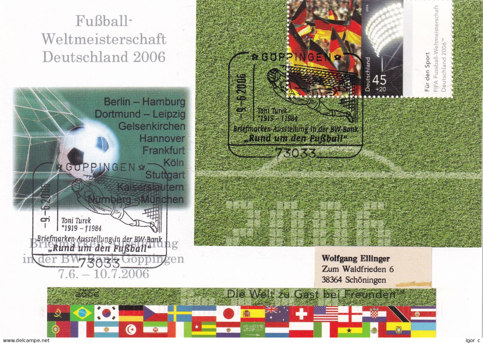 Germany 2006 Card; Football Fussball Soccer Calcio; FIFA World Cup 1954 2006; Toni Turek; Wunder Von Bern; Flags: Host - 1954 – Svizzera