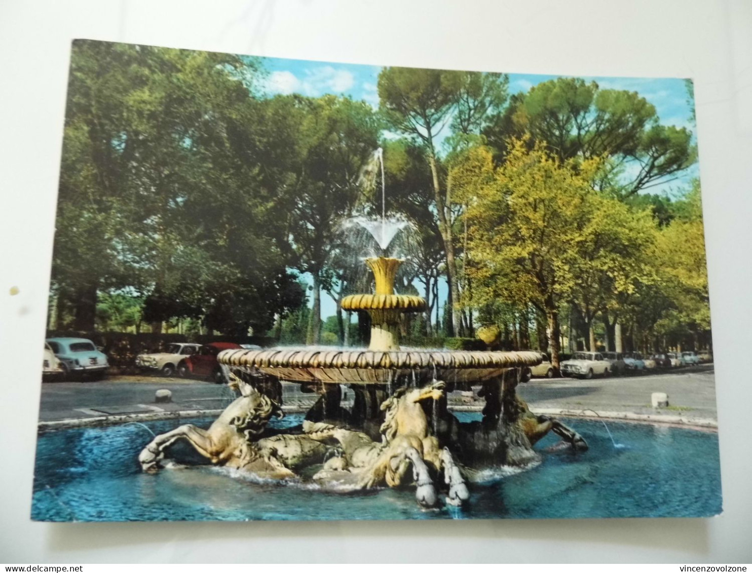 Cartolina "ROMA Fontana Dei Cavalli Marini" - Parken & Tuinen