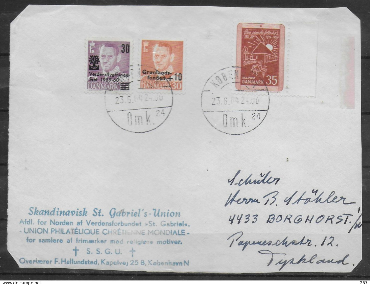 DANEMARK Lettre 1964 Ecole Refugié - Lettres & Documents